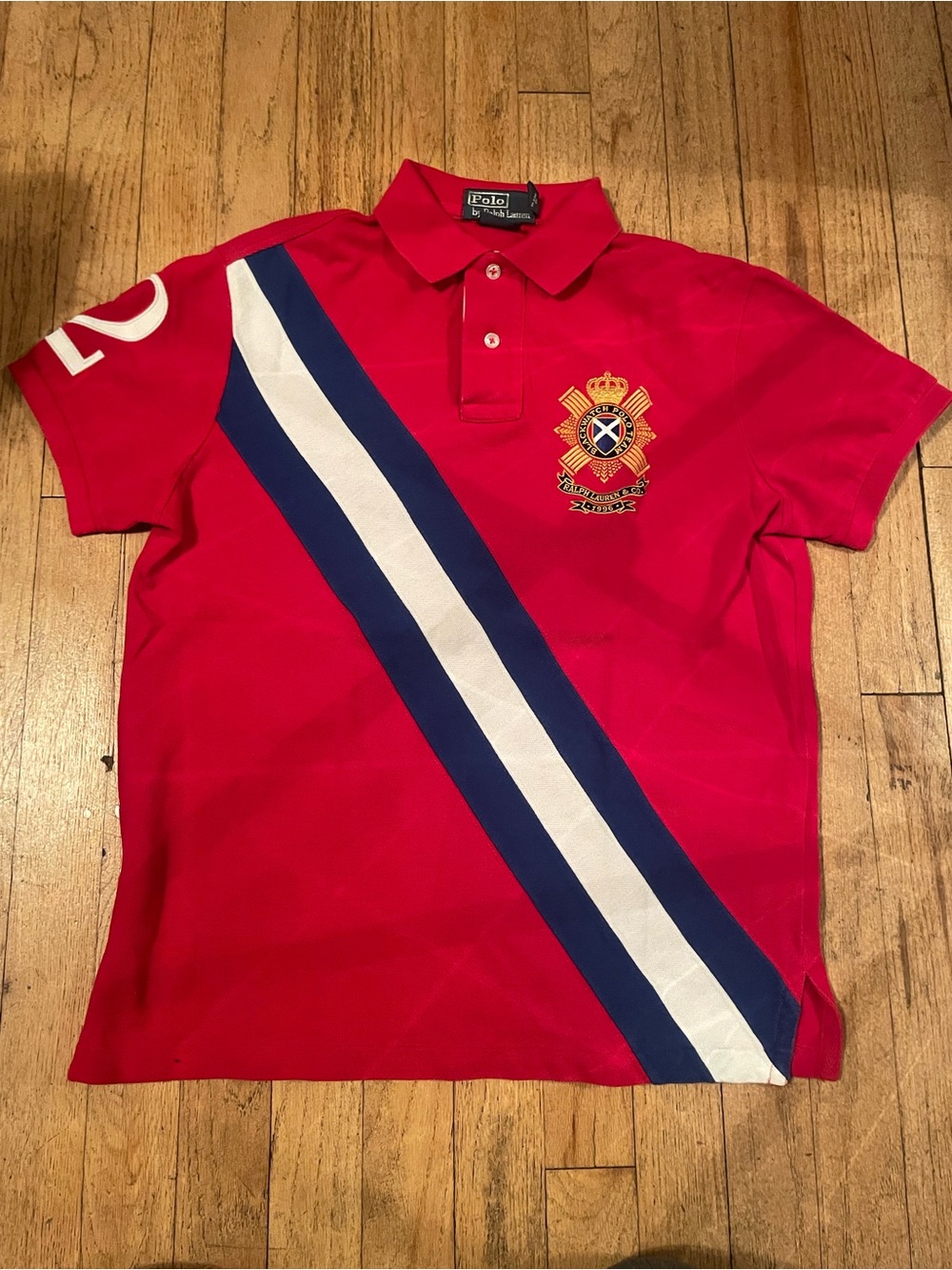 Polo by Ralph Lauren Red Crest Polo Shirt with Diagonal Stripe